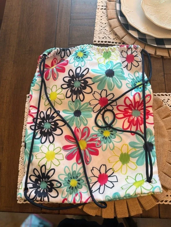 Colorful Floral Drawstring Backpack - Picture 2 of 2